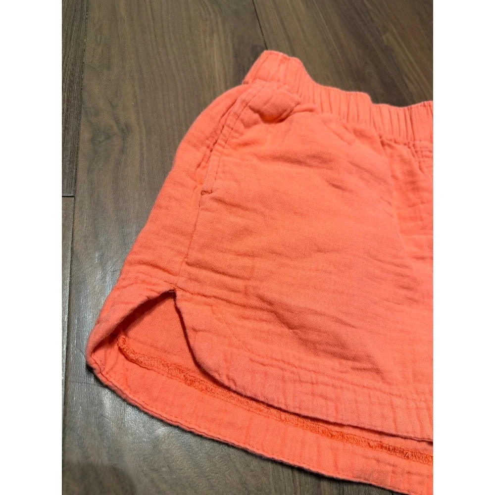 Old Navy Coral Orange Cotton Gauze Elastic Waist Dolphin Shorts Women